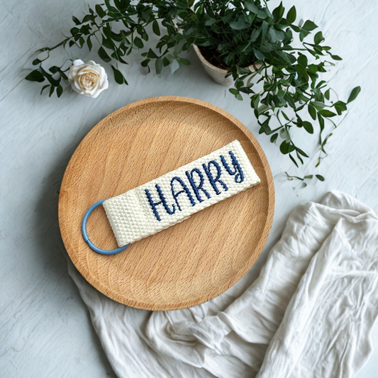 Custom Mini Embroidered Name Tag – Personalized Keychain Tag for Bags & Jackets