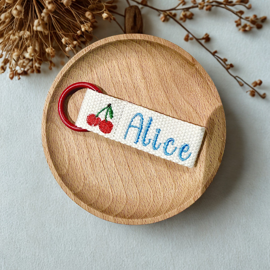 Personalized Fruit Themed Embroidered Name Tag – Custom Bag Tag for Kids & Toddlers