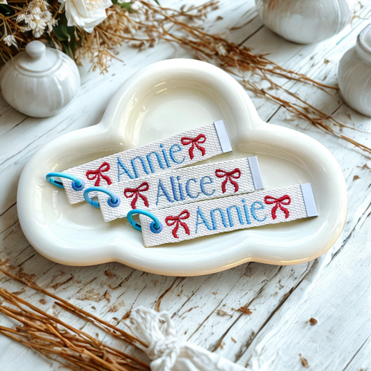 Carabiner Embroidered Name Tag Bundle – Set of 3, 5, or 10 Personalized Bag Tags for Kids, Teachers & Backpacks