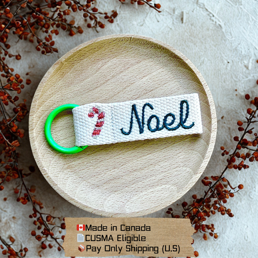 Personalized Christmas Embroidered Name Tag – Custom Bag Tag for Kids & Toddlers
