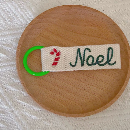 Personalized Christmas Embroidered Name Tag – Custom Bag Tag for Kids & Toddlers