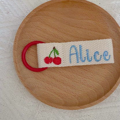Personalized Fruit Themed Embroidered Name Tag – Custom Bag Tag for Kids & Toddlers